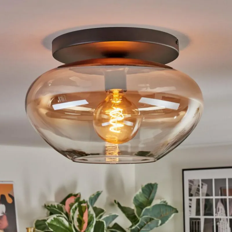 hofstein Mertola Plafonnier, Boule lumineuse Ambre, Clair, 1 lumière