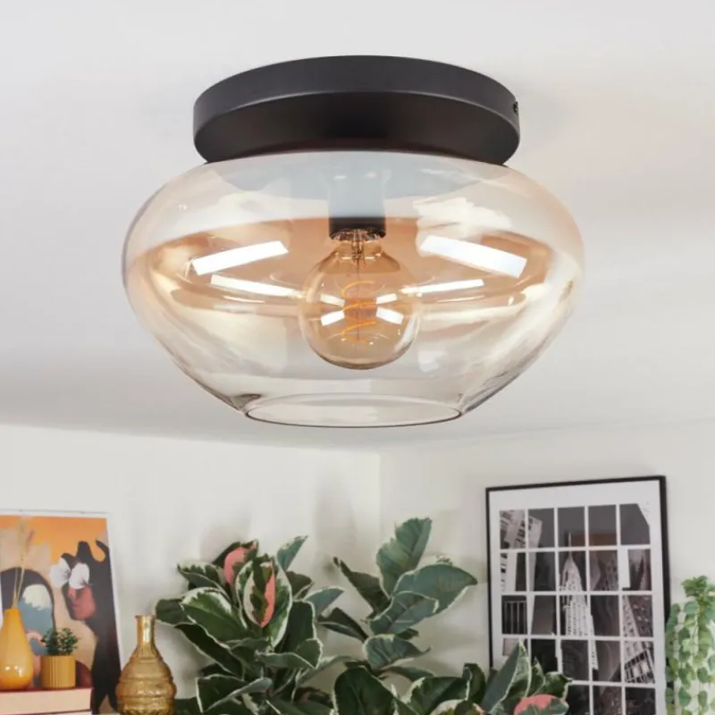 hofstein Mertola Plafonnier, Boule lumineuse Ambre, Clair, 1 lumière