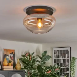 hofstein Mertola Plafonnier, Boule lumineuse Ambre, Clair, 1 lumière