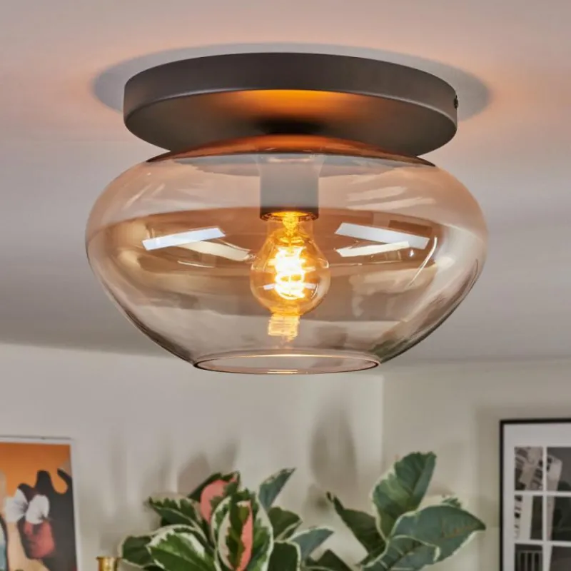 hofstein Mertola Plafonnier, Boule lumineuse Ambre, Clair, 1 lumière