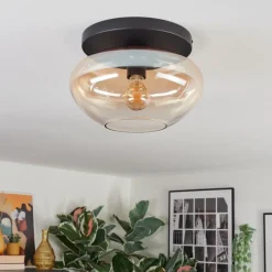 hofstein Mertola Plafonnier, Boule lumineuse Ambre, Clair, 1 lumière