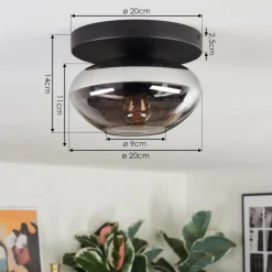 hofstein Mertola Plafonnier, Boule lumineuse Fumé, 1 lumière