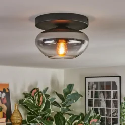 Suspension Verre Fumé-hofstein Mertola Plafonnier, Boule lumineuse Clair, Fumé, 1 lumière