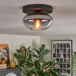 Suspension Verre Fumé-hofstein Mertola Plafonnier, Boule lumineuse Clair, Fumé, 1 lumière