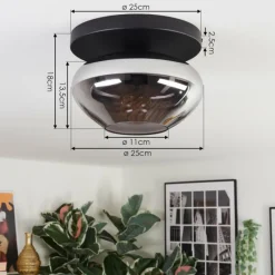 hofstein Mertola Plafonnier, Boule lumineuse Fumé, 1 lumière