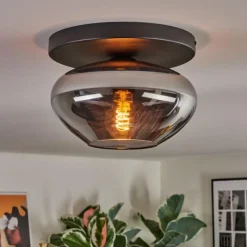 hofstein Mertola Plafonnier, Boule lumineuse Fumé, 1 lumière