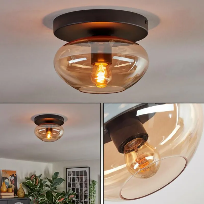 hofstein Mertola Plafonnier, Boule lumineuse Ambre, 1 lumière