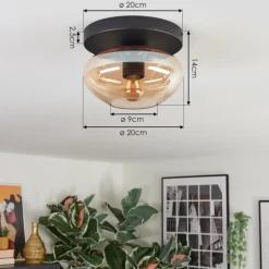 hofstein Mertola Plafonnier, Boule lumineuse Ambre, 1 lumière