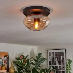 hofstein Mertola Plafonnier, Boule lumineuse Ambre, 1 lumière