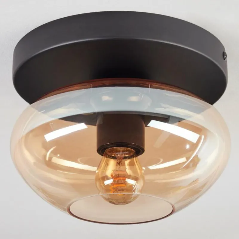 hofstein Mertola Plafonnier, Boule lumineuse Ambre, 1 lumière