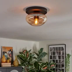 hofstein Mertola Plafonnier, Boule lumineuse Ambre, 1 lumière