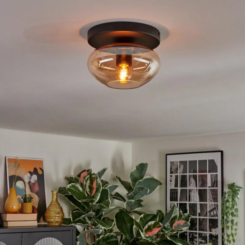 hofstein Mertola Plafonnier, Boule lumineuse Ambre, 1 lumière