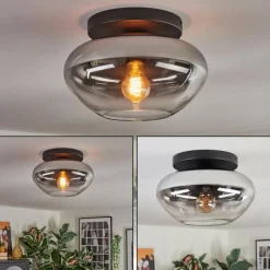 hofstein Mertola Plafonnier, Boule lumineuse Clair, Fumé, 1 lumière