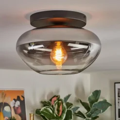 hofstein Mertola Plafonnier, Boule lumineuse Clair, Fumé, 1 lumière