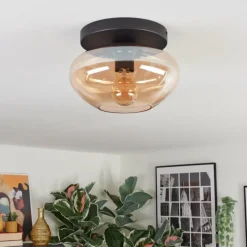 hofstein Mertola Plafonnier, Boule lumineuse Ambre, 1 lumière