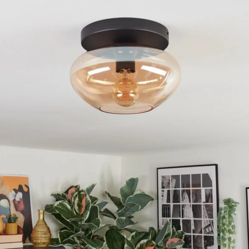 hofstein Mertola Plafonnier, Boule lumineuse Ambre, 1 lumière