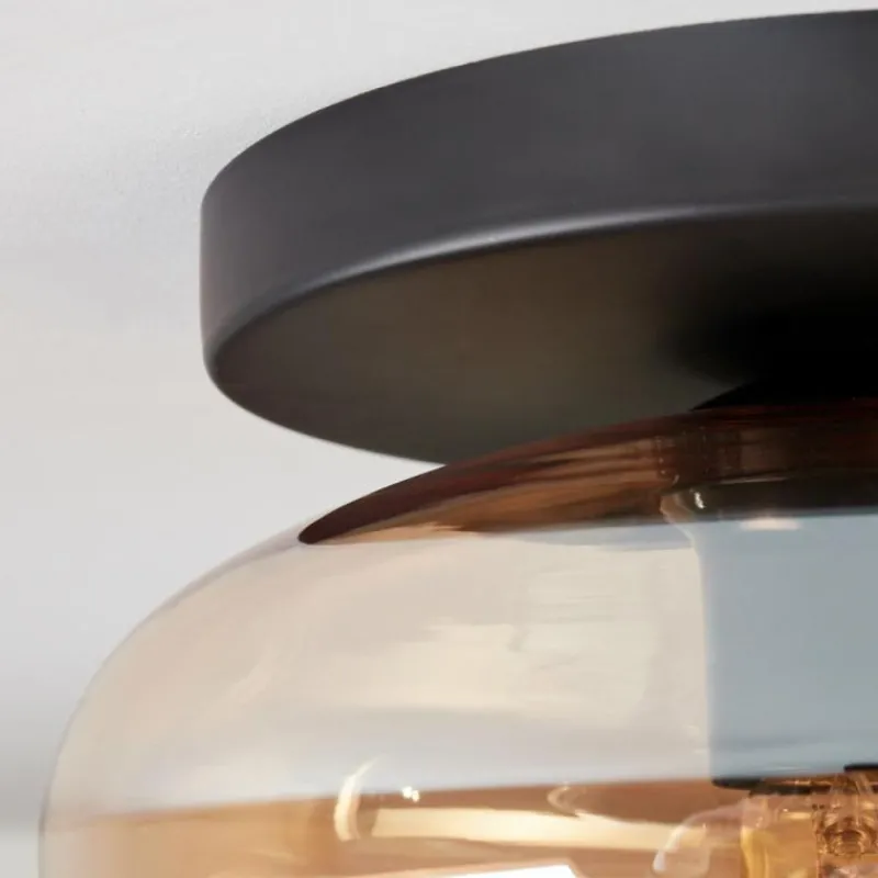 hofstein Mertola Plafonnier, Boule lumineuse Ambre, 1 lumière