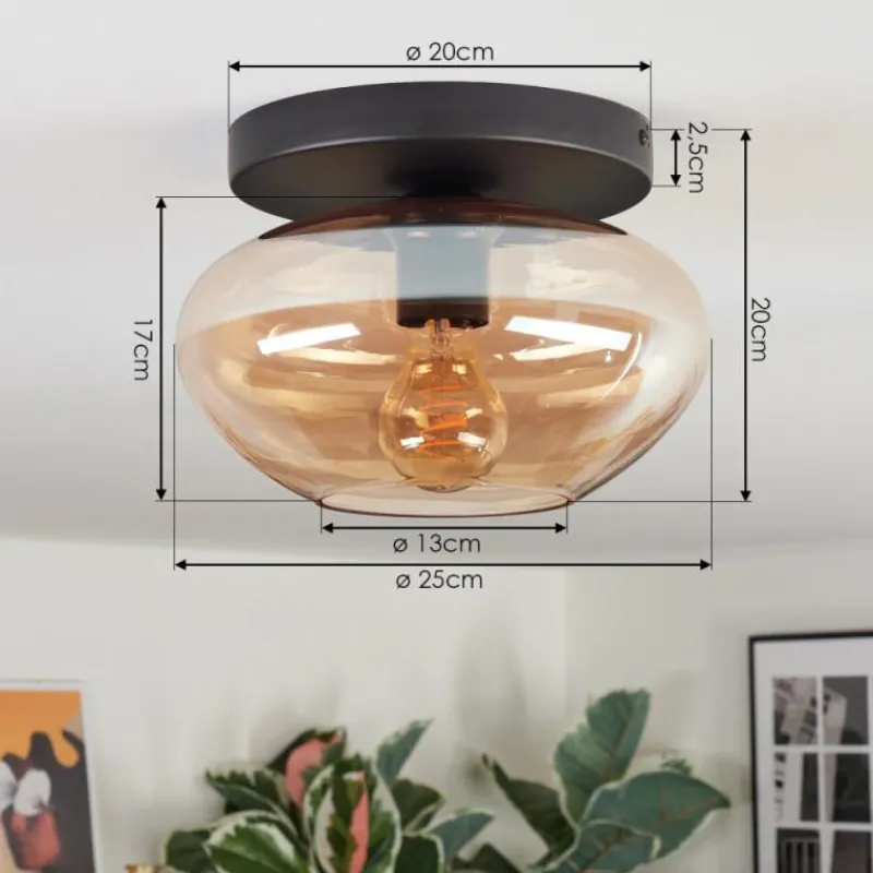 hofstein Mertola Plafonnier, Boule lumineuse Ambre, 1 lumière