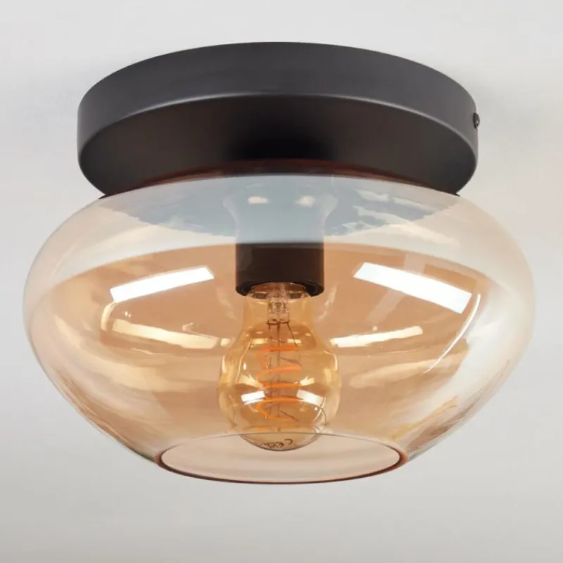 hofstein Mertola Plafonnier, Boule lumineuse Ambre, 1 lumière