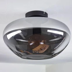 hofstein Mertola Plafonnier Chrome, Clair, Fumé, 1 lumière