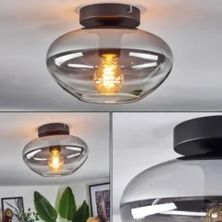 Suspension Verre Fumé-hofstein Mertola Plafonnier Chrome, Fumé, 1 lumière