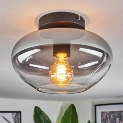 Suspension Verre Fumé-hofstein Mertola Plafonnier Chrome, Fumé, 1 lumière