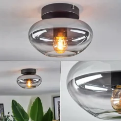 hofstein Mertola Plafonnier Chrome, Fumé, 1 lumière