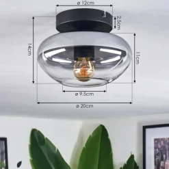 hofstein Mertola Plafonnier Chrome, Fumé, 1 lumière