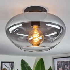 Suspension Verre Fumé-hofstein Mertola Plafonnier Clair, Fumé, 1 lumière