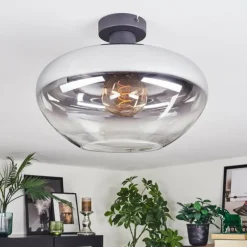 Suspension Verre Fumé-hofstein Mertola Plafonnier Clair, Fumé, 1 lumière