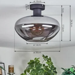 hofstein Mertola Plafonnier Fumé, 1 lumière