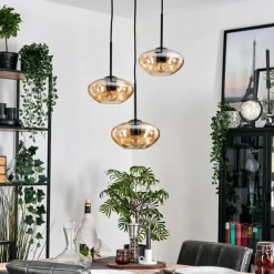 hofstein Mertola Suspension, Boule lumineuse Noir, 3 lumières