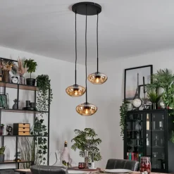 hofstein Mertola Suspension, Boule lumineuse Noir, 3 lumières