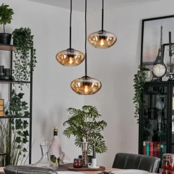 hofstein Mertola Suspension, Boule lumineuse Noir, 3 lumières