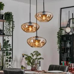 hofstein Mertola Suspension, Boule lumineuse Noir, 3 lumières