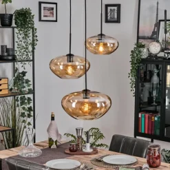 hofstein Mertola Suspension, Boule lumineuse Noir, 3 lumières