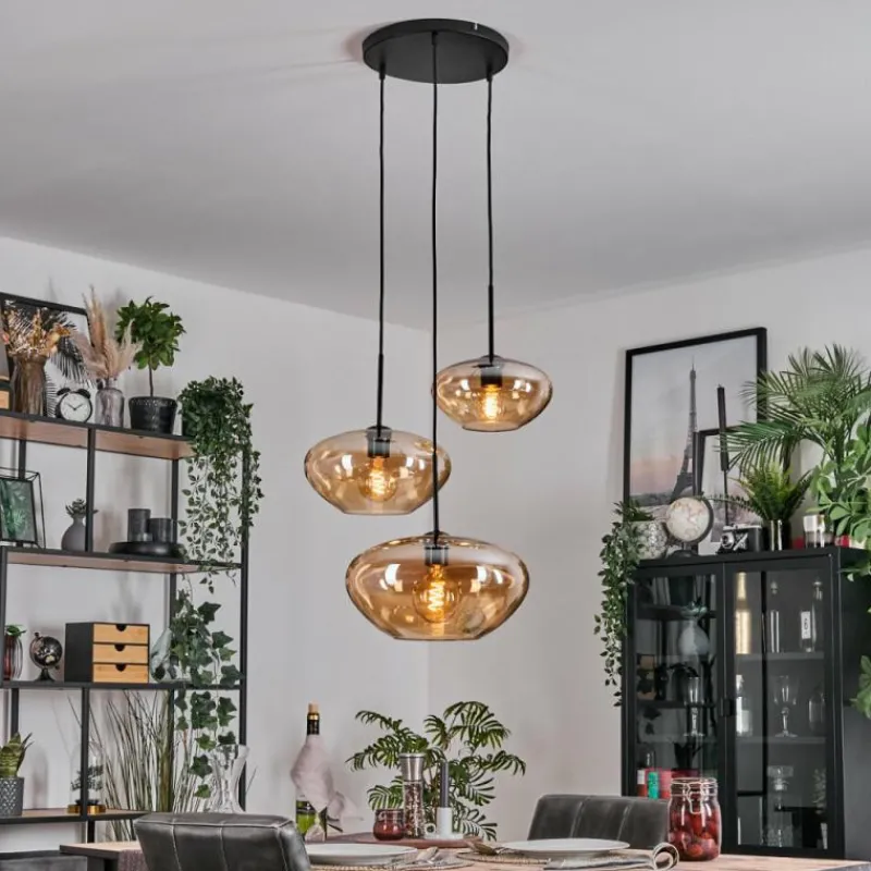 hofstein Mertola Suspension, Boule lumineuse Noir, 3 lumières