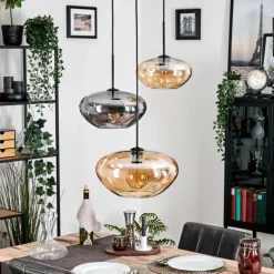 hofstein Mertola Suspension, Boule lumineuse Noir, 3 lumières