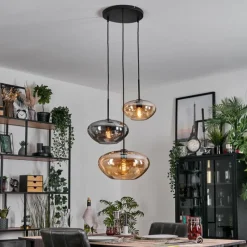 hofstein Mertola Suspension, Boule lumineuse Noir, 3 lumières