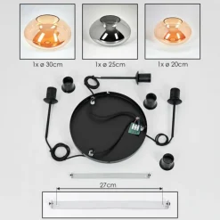 hofstein Mertola Suspension, Boule lumineuse Noir, 3 lumières