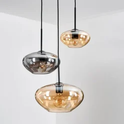 hofstein Mertola Suspension, Boule lumineuse Noir, 3 lumières