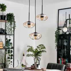 hofstein Mertola Suspension, Boule lumineuse Noir, 3 lumières