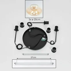 hofstein Mertola Suspension, Boule lumineuse Noir, 3 lumières