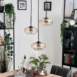 hofstein Mertola Suspension, Boule lumineuse Noir, 3 lumières