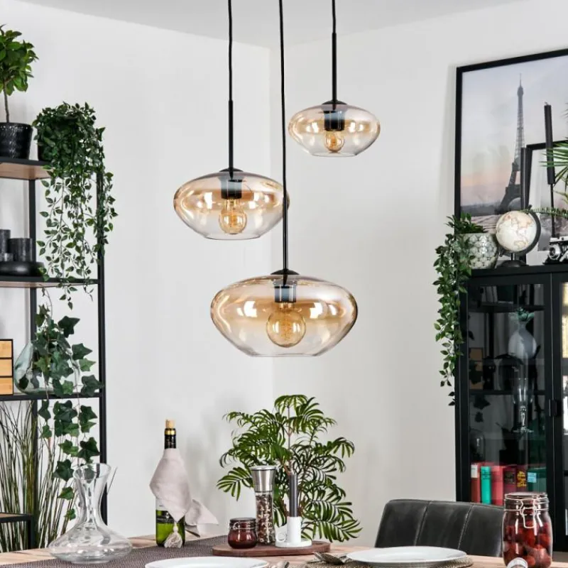 hofstein Mertola Suspension, Boule lumineuse Noir, 3 lumières