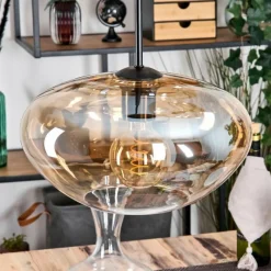 hofstein Mertola Suspension, Boule lumineuse Noir, 3 lumières