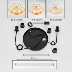 hofstein Mertola Suspension, Boule lumineuse Noir, 3 lumières