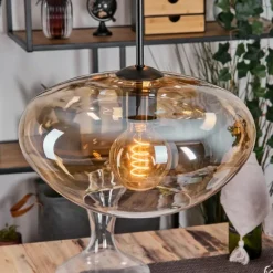 hofstein Mertola Suspension, Boule lumineuse Noir, 3 lumières