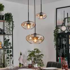 hofstein Mertola Suspension, Boule lumineuse Noir, 3 lumières