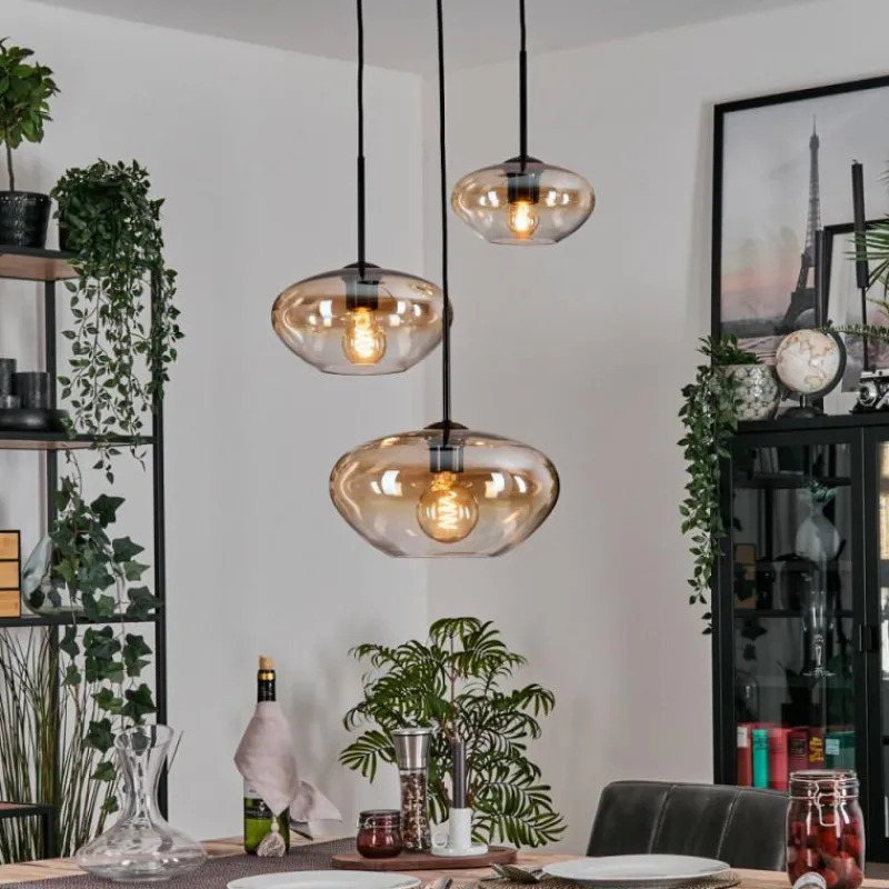 hofstein Mertola Suspension, Boule lumineuse Noir, 3 lumières